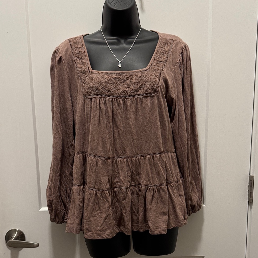 Lucky Brand Chocolate Brown Boho Blouse